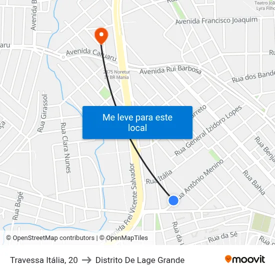 Travessa Itália, 20 to Distrito De Lage Grande map