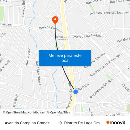 Avenida Campina Grande, 132 to Distrito De Lage Grande map
