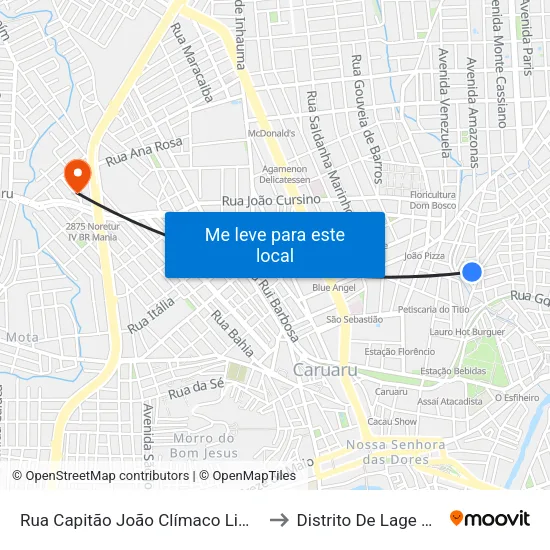 Rua Capitão João Clímaco Limeira, 213 to Distrito De Lage Grande map
