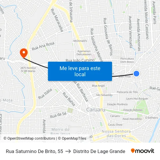 Rua Saturnino De Brito, 55 to Distrito De Lage Grande map