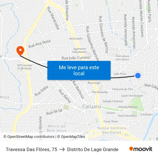 Travessa Das Flôres, 75 to Distrito De Lage Grande map