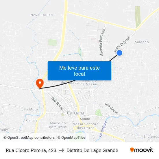 Rua Cícero Pereira, 423 to Distrito De Lage Grande map