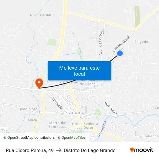 Rua Cícero Pereira, 49 to Distrito De Lage Grande map