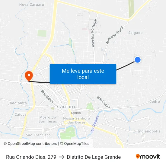 Rua Orlando Dias, 279 to Distrito De Lage Grande map