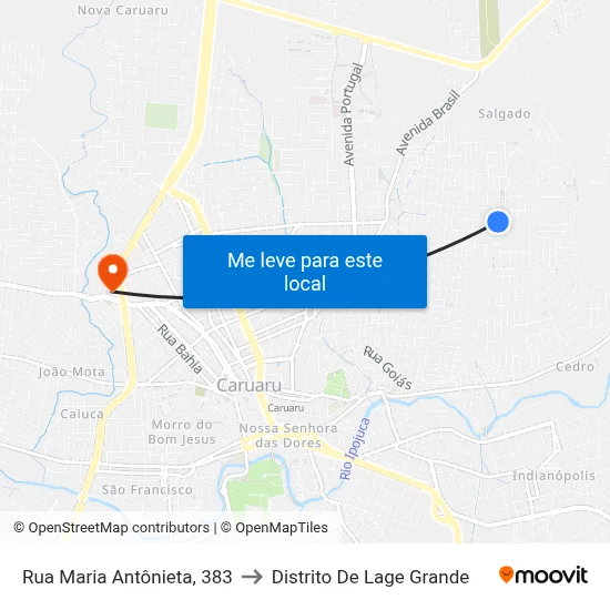 Rua Maria Antônieta, 383 to Distrito De Lage Grande map