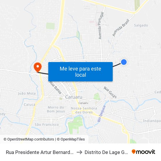 Rua Presidente Artur Bernardes, 448 to Distrito De Lage Grande map