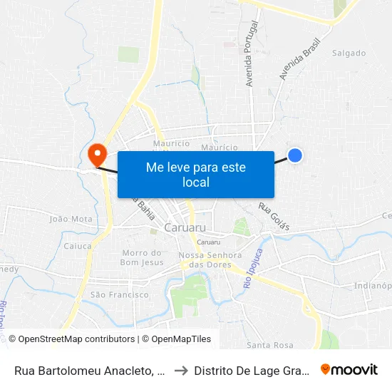 Rua Bartolomeu Anacleto, 515 to Distrito De Lage Grande map