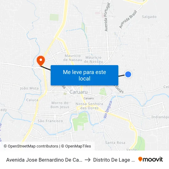 Avenida Jose Bernardino De Carvalho, 179 to Distrito De Lage Grande map