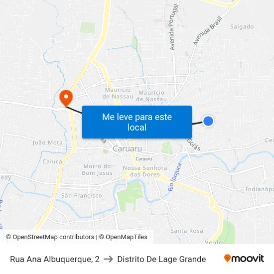 Rua Ana Albuquerque, 2 to Distrito De Lage Grande map