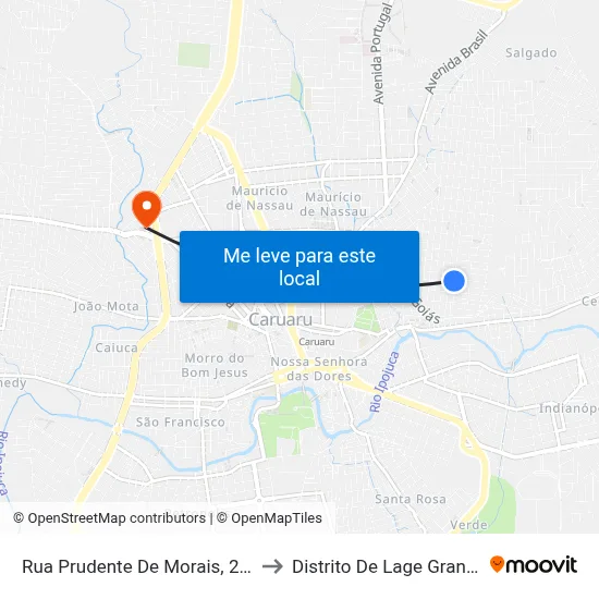 Rua Prudente De Morais, 265 to Distrito De Lage Grande map
