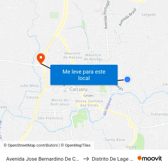Avenida Jose Bernardino De Carvalho, 74 to Distrito De Lage Grande map