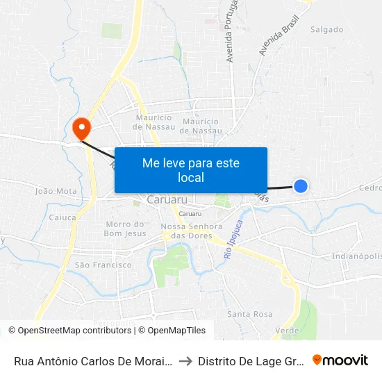 Rua Antônio Carlos De Morais, 453 to Distrito De Lage Grande map