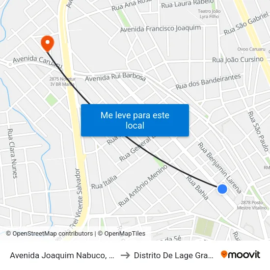 Avenida Joaquim Nabuco, 100 to Distrito De Lage Grande map