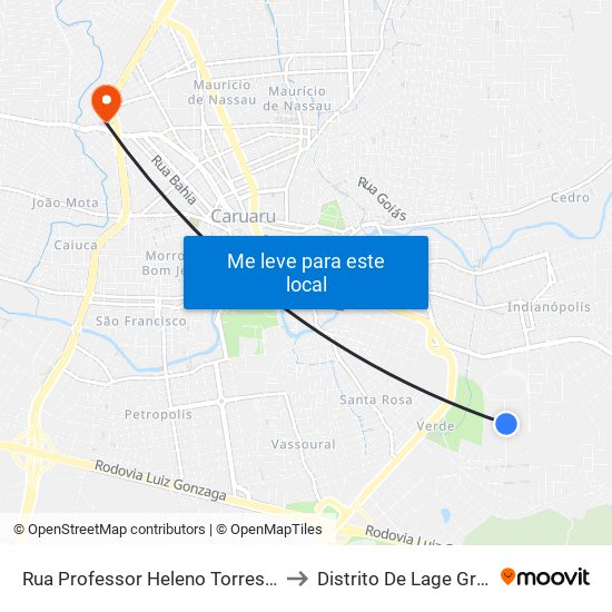 Rua Professor Heleno Torres, 1130 to Distrito De Lage Grande map