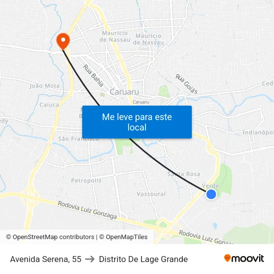 Avenida Serena, 55 to Distrito De Lage Grande map