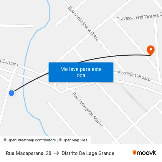 Rua Macaparana, 28 to Distrito De Lage Grande map