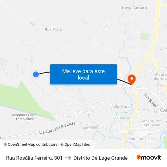 Rua Rosália Ferreira, 301 to Distrito De Lage Grande map