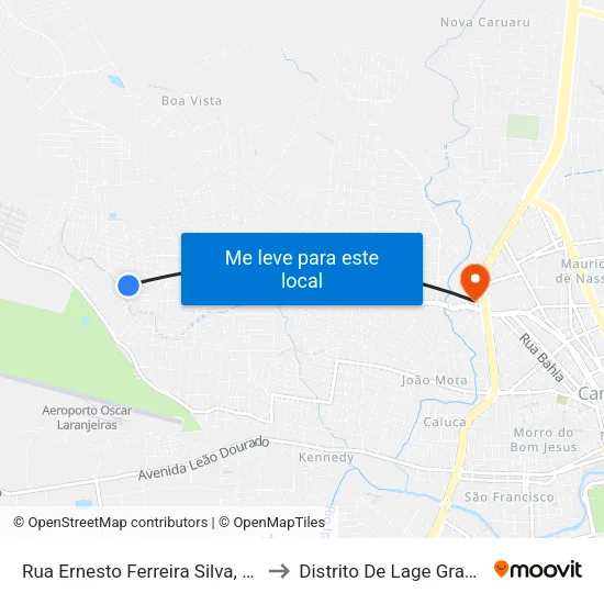 Rua Ernesto Ferreira Silva, 124 to Distrito De Lage Grande map