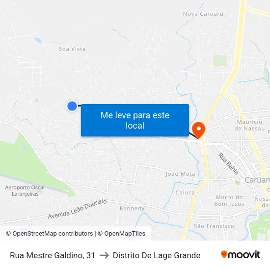Rua Mestre Galdino, 31 to Distrito De Lage Grande map