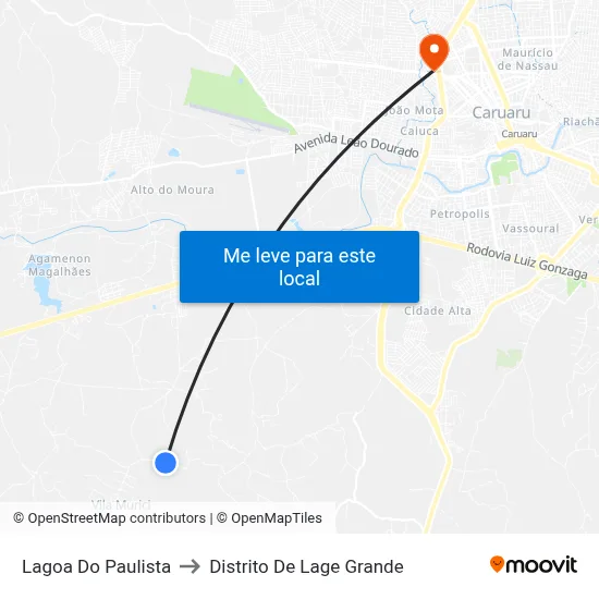 Lagoa Do Paulista to Distrito De Lage Grande map