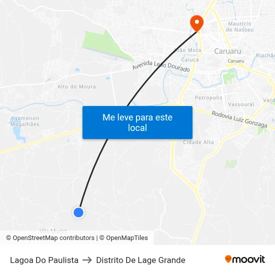 Lagoa Do Paulista to Distrito De Lage Grande map