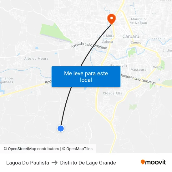 Lagoa Do Paulista to Distrito De Lage Grande map