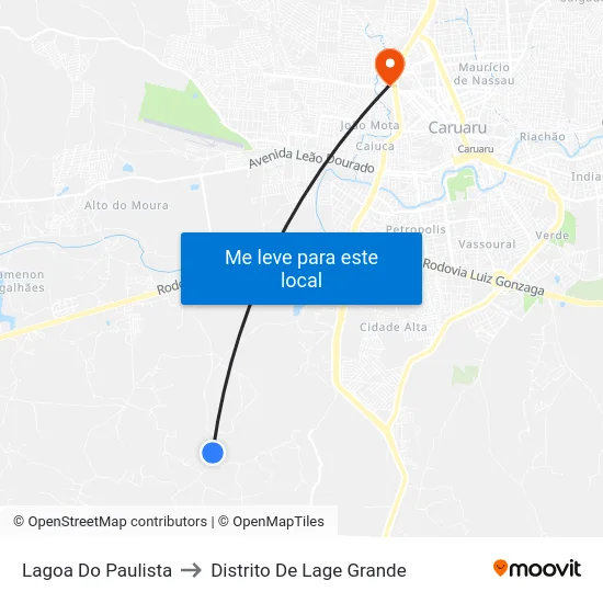 Lagoa Do Paulista to Distrito De Lage Grande map