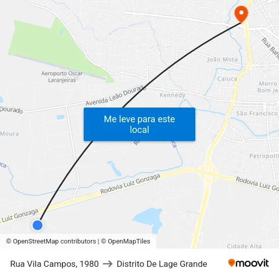 Rua Vila Campos, 1980 to Distrito De Lage Grande map