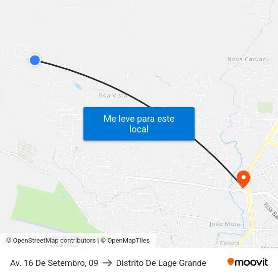 Av. 16 De Setembro, 09 to Distrito De Lage Grande map