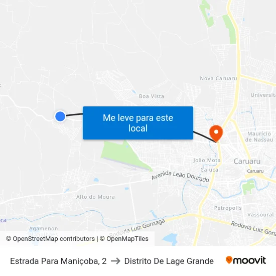 Estrada Para Maniçoba, 2 to Distrito De Lage Grande map