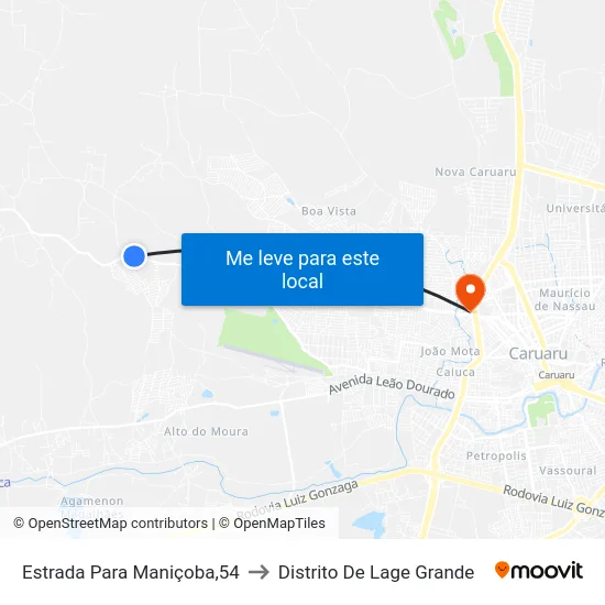 Estrada Para Maniçoba,54 to Distrito De Lage Grande map