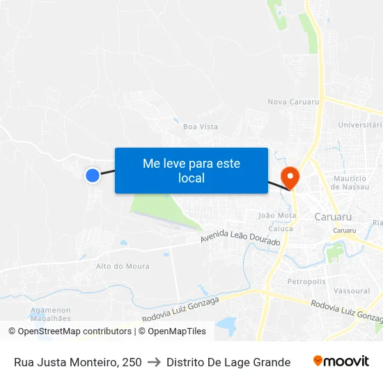 Rua Justa Monteiro, 250 to Distrito De Lage Grande map