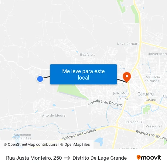 Rua Justa Monteiro, 250 to Distrito De Lage Grande map
