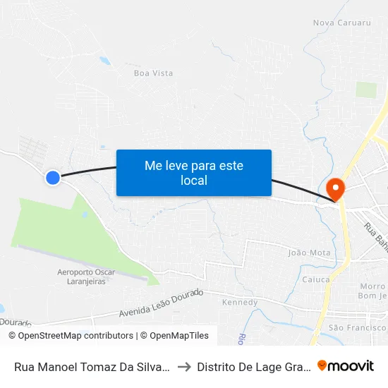 Rua Manoel Tomaz Da Silva, 895 to Distrito De Lage Grande map