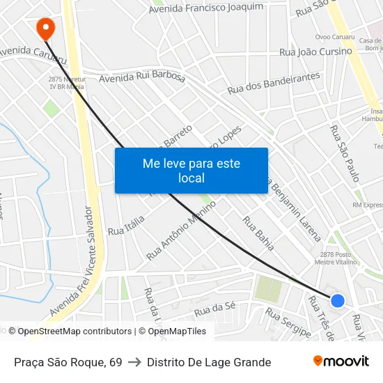 Praça São Roque, 69 to Distrito De Lage Grande map