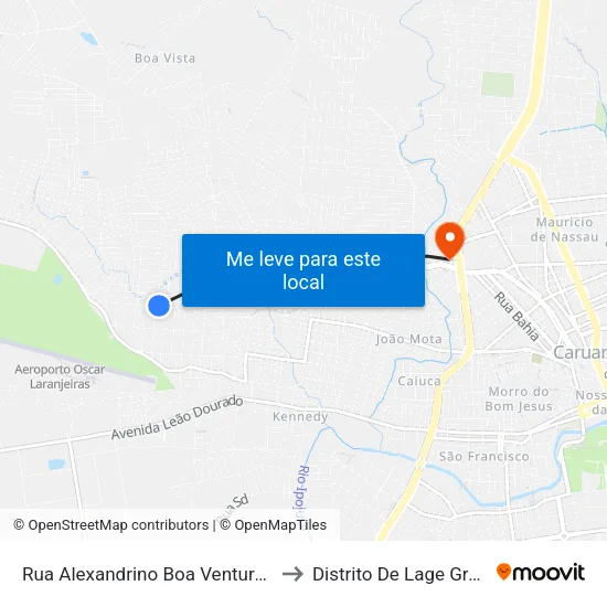 Rua Alexandrino Boa Ventura, 401 to Distrito De Lage Grande map