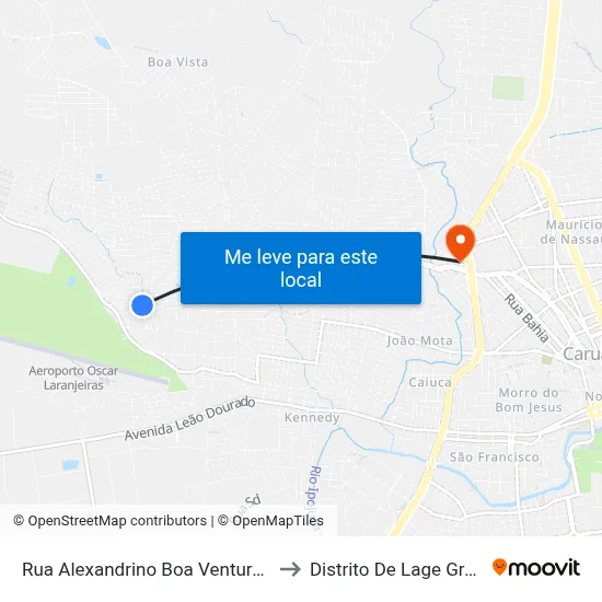 Rua Alexandrino Boa Ventura, 631 to Distrito De Lage Grande map