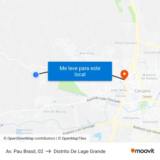 Av. Pau Brasil, 02 to Distrito De Lage Grande map