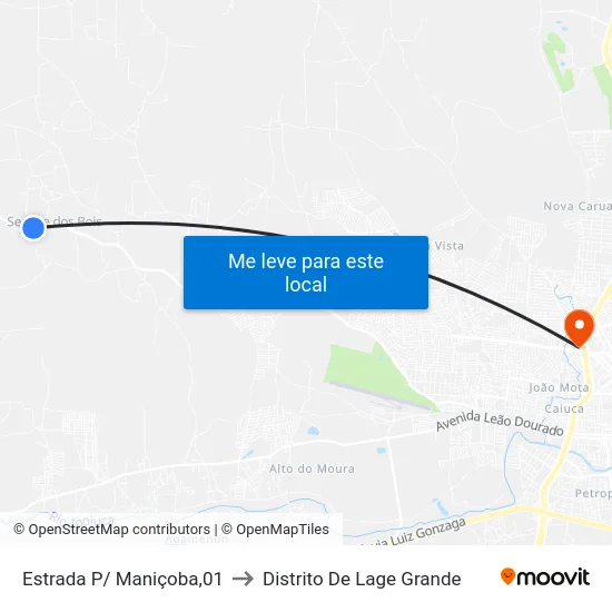 Estrada P/ Maniçoba,01 to Distrito De Lage Grande map