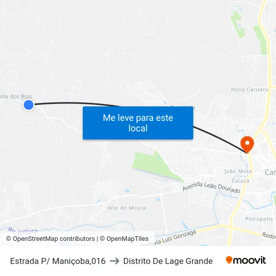 Estrada P/ Maniçoba,016 to Distrito De Lage Grande map