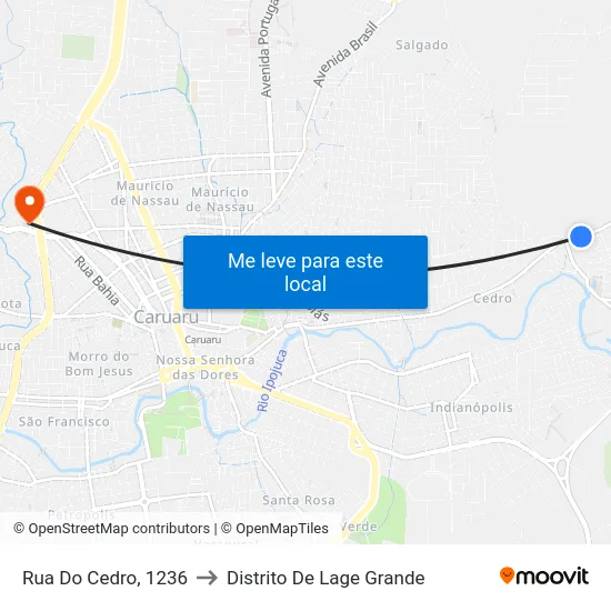 Rua Do Cedro, 1236 to Distrito De Lage Grande map