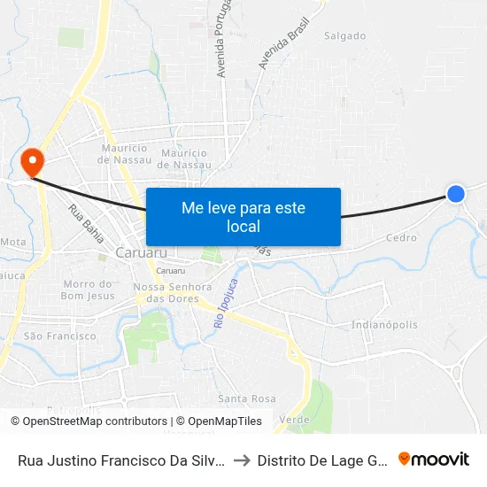 Rua Justino Francisco Da Silva, 1140 to Distrito De Lage Grande map
