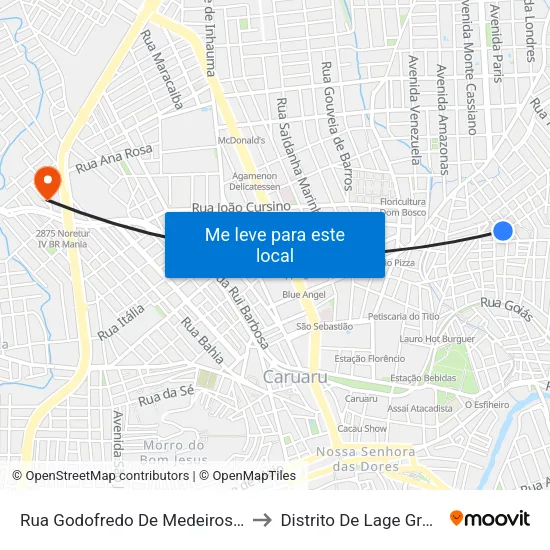 Rua Godofredo De Medeiros, 277 to Distrito De Lage Grande map