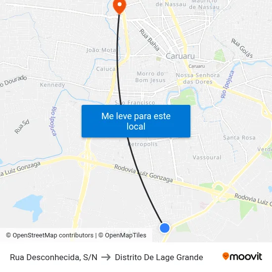 Rua Desconhecida, S/N to Distrito De Lage Grande map