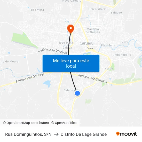 Rua Dominguinhos, S/N to Distrito De Lage Grande map