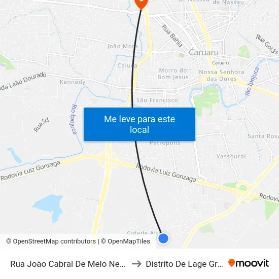 Rua João Cabral De Melo Neto, S/N to Distrito De Lage Grande map