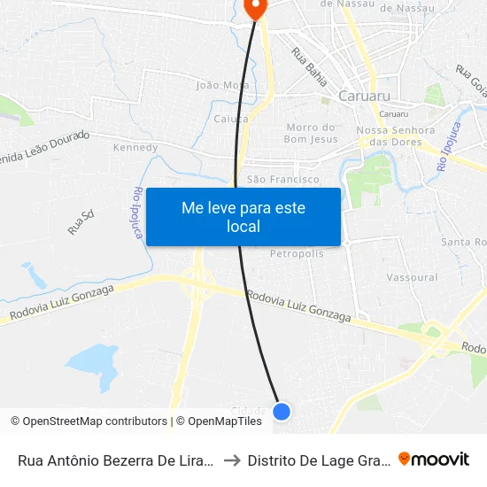 Rua Antônio Bezerra De Lira, S/N to Distrito De Lage Grande map
