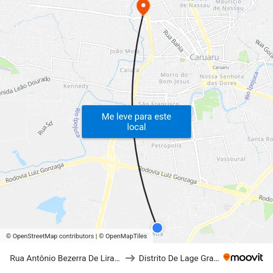 Rua Antônio Bezerra De Lira, S/N to Distrito De Lage Grande map