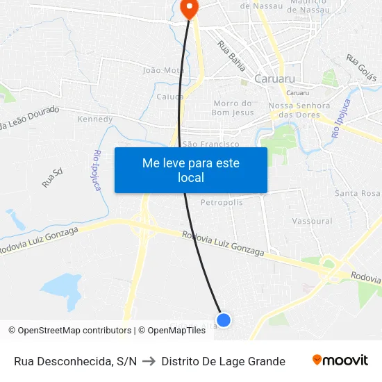 Rua Desconhecida, S/N to Distrito De Lage Grande map