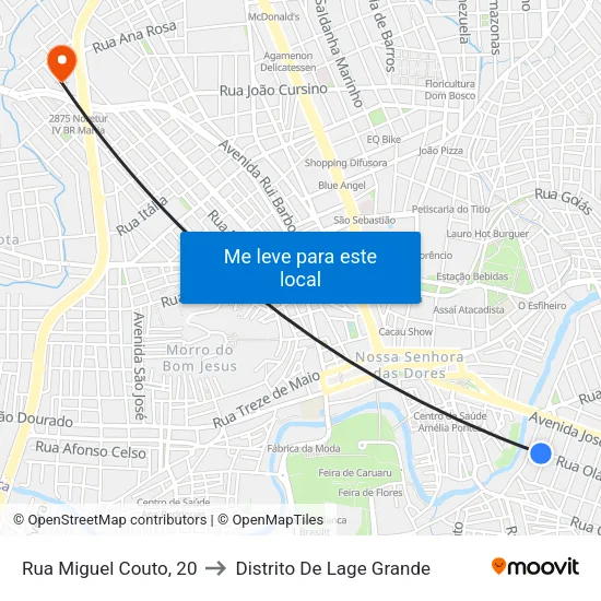 Rua Miguel Couto, 20 to Distrito De Lage Grande map